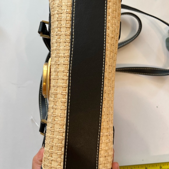 Chic Black and Tan Woven Shoulder Bag - Picture 6 of 12